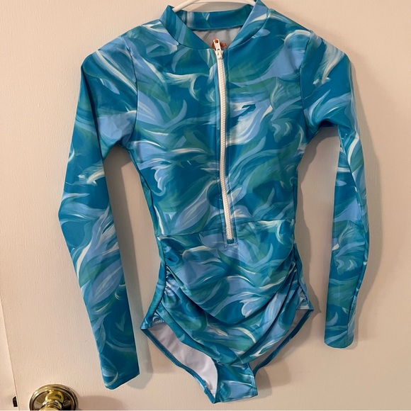 Axesea Other - NWT AXESEA Rash Guard Long Sleeve One Piece Swimsuit Zip Bathing Suit Blue 4